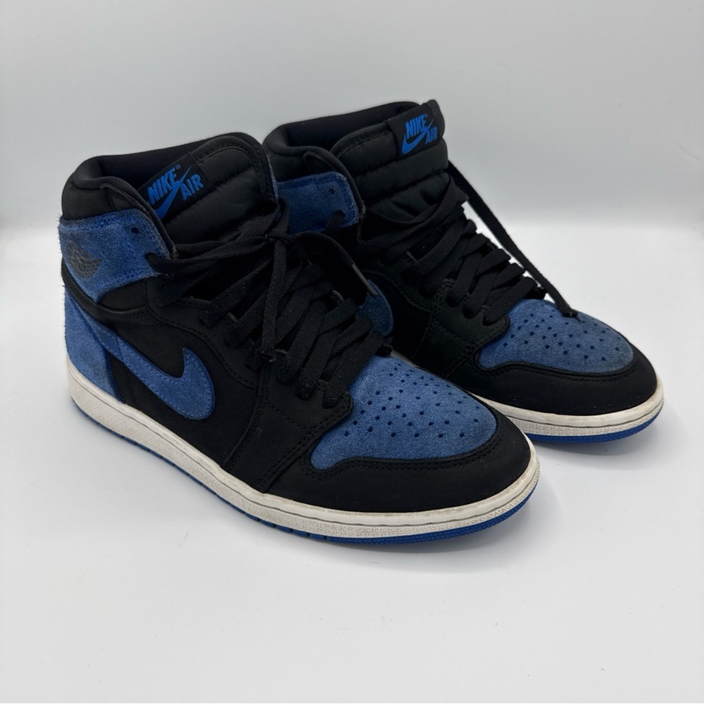 Size 8 - Jordan 1 Retro OG High Royal Reimagined premium suede Black/ Blue/white